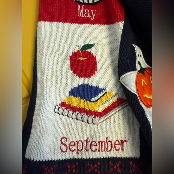 Vintage Quacker Factory Cardigan Sweater Year of Cheer Embroidered 90s Sweater - Picture 11 of 12